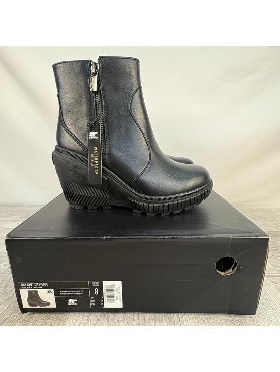 Sorel Shoes - SOREL Ona Ave Black Wedge Zip Bootie - Size 8